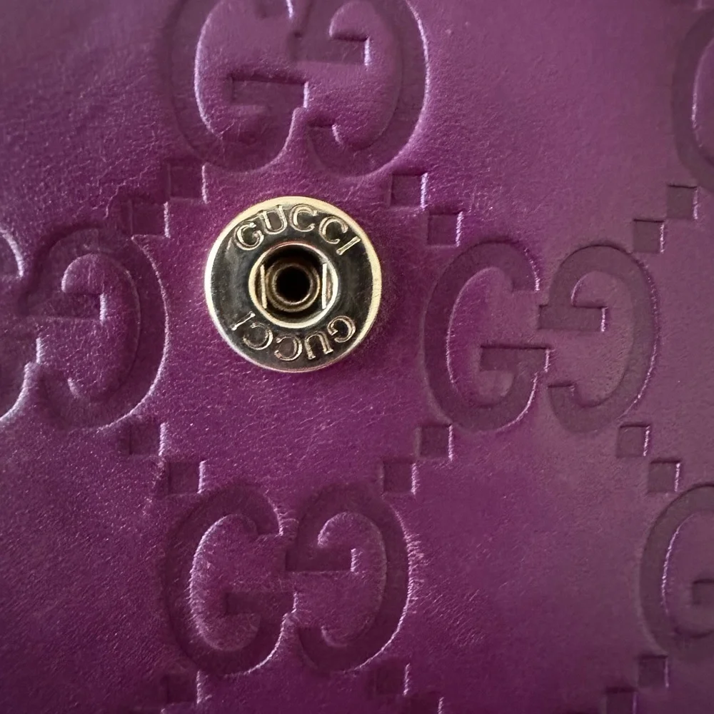 Authentic PURPLE LEATHER GUCCISMA LONG WALLET - Picture 4 of 14